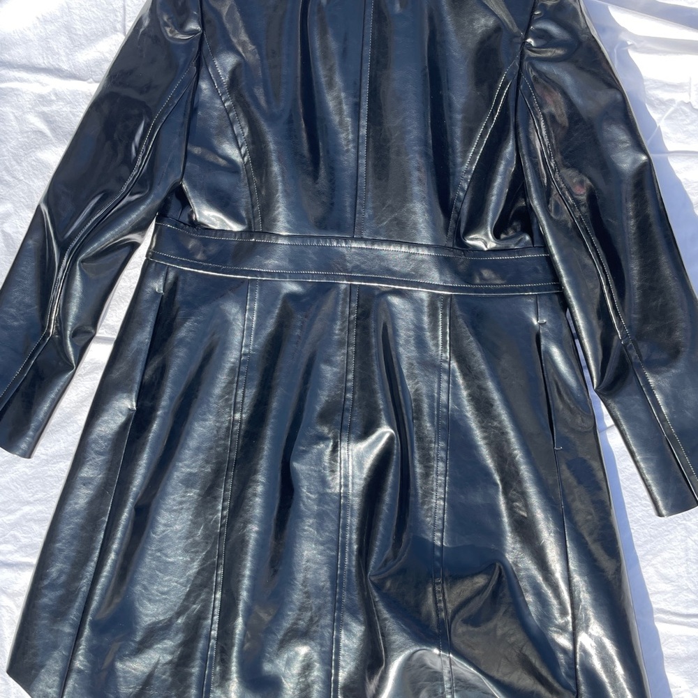 J. Crew Collection Black Faux Patent Leather Lady Day Coat - Picture 3 of 4